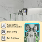 Brushed Nickel Reversible Installation Double Bypass Sliding Shower Door