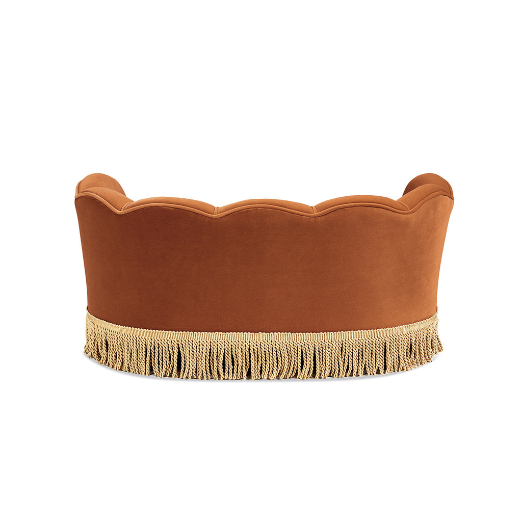 Clara 34.5" Scalloped Pet Sofa Bed, Medium, Burnt