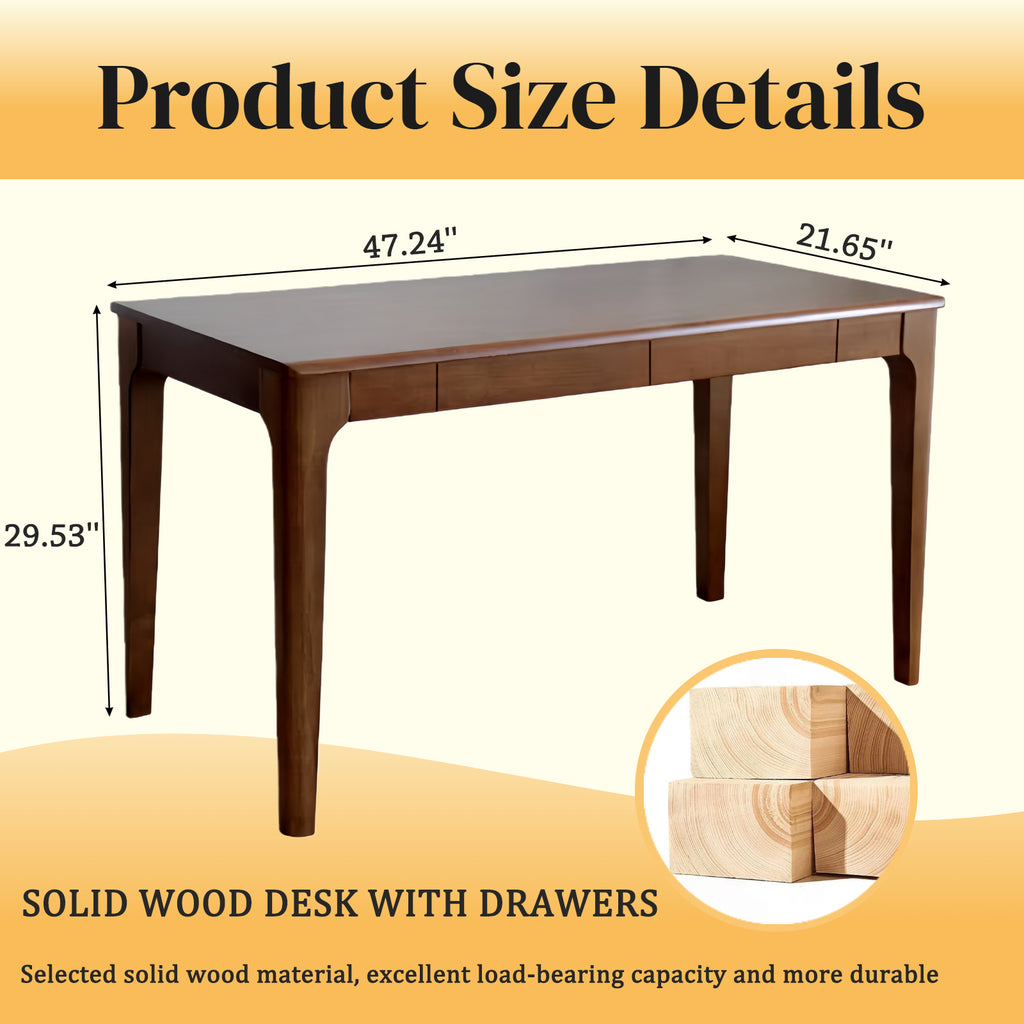 Solid Wood Desk with Drawers