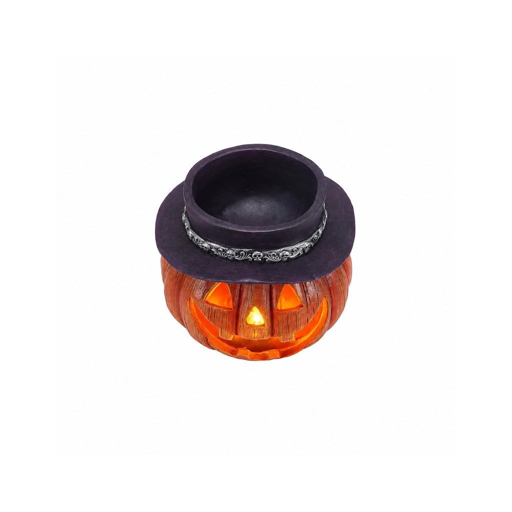 Halloween Pumpkin Candy Bowl with Witch Hat