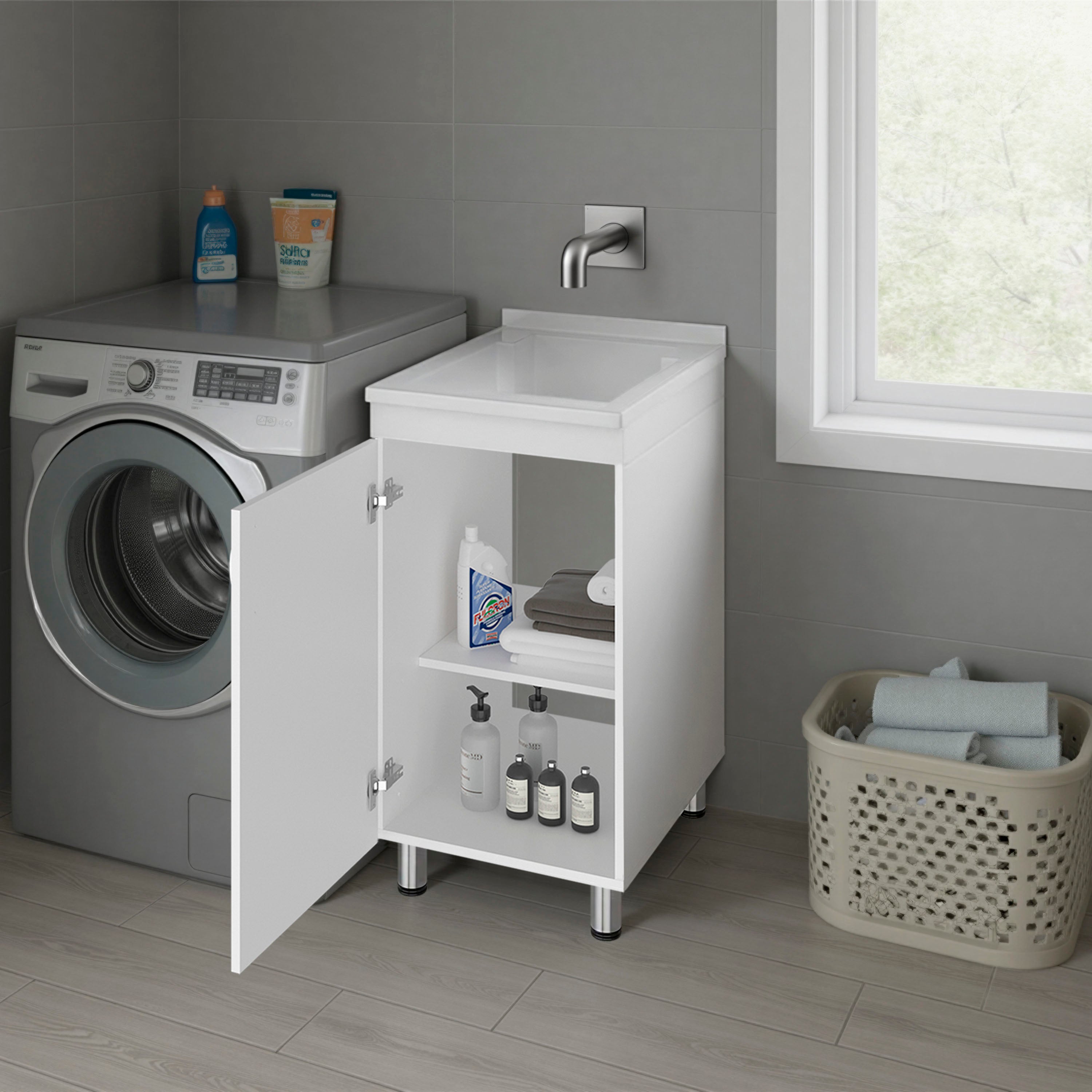 Slee Compact Utility Sink Cabinet with Storage
