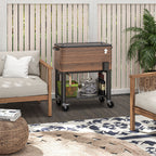 Outsunny Outdoor Cooler Cart - Rolling Beverage Ice Chest