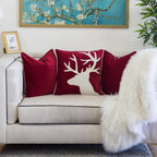 Holiday Reindeer Velvet Accent Pillow 20x20