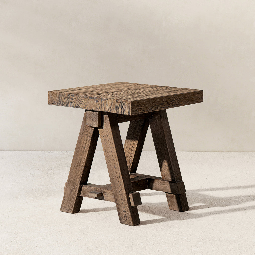 Hawthorne 18" Square Reclaimed Elm Trestle Side Table