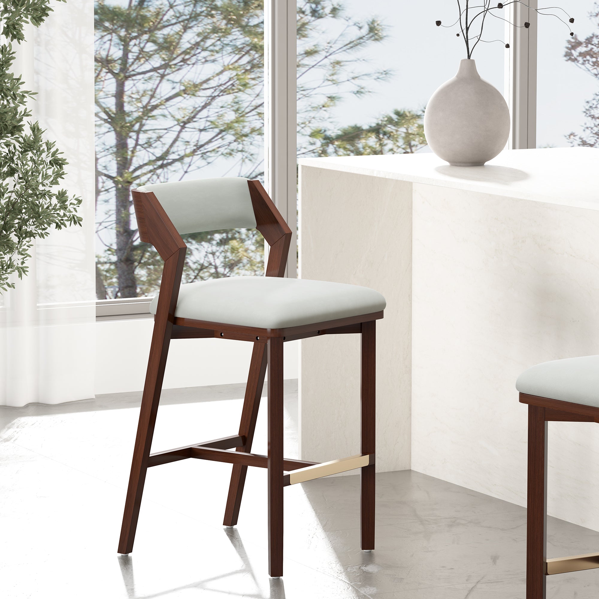 Patricia Velvet Barstool with Backrest