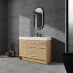 48" Freestanding Bathroom Vanity with Resin Sink, 2 Soft Closing Door & 6 Soft Closing Drawer