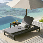 Black Acacia Wood Chaise Lounge with 1.57-Inch Cushion
