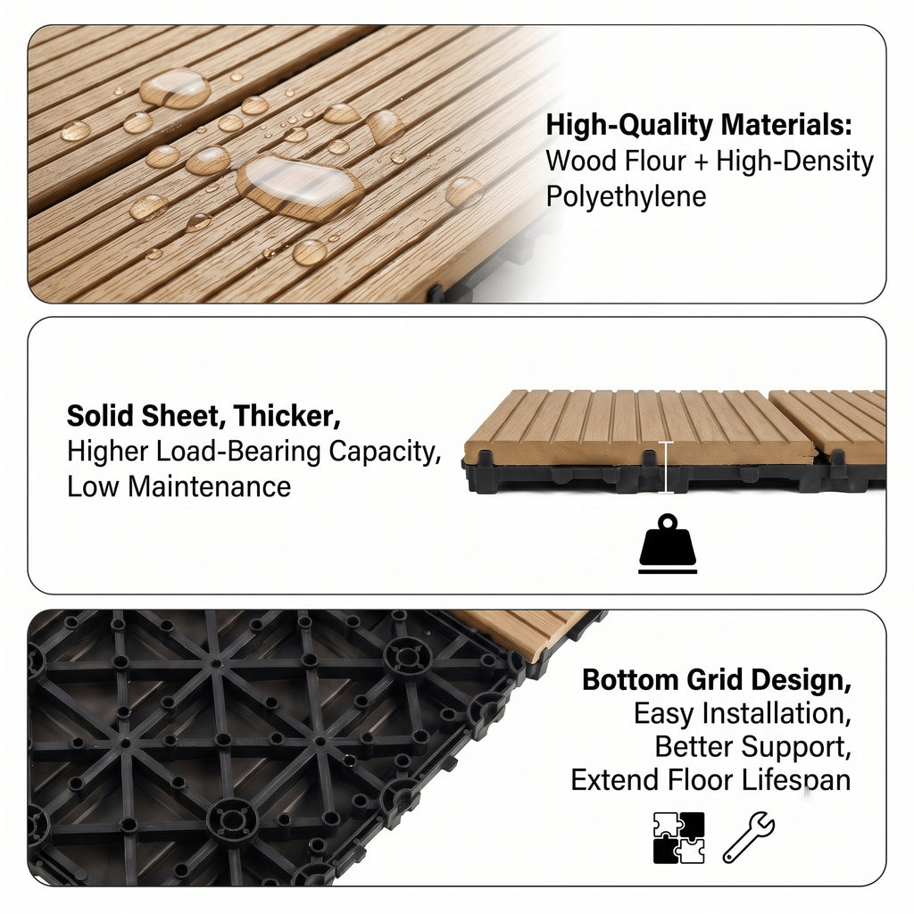 Interlocking WPC Deck Tiles 11.8"x11.8"