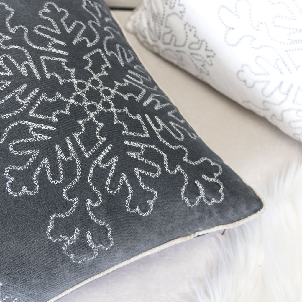 Gray Velvet Holiday Throw Pillow 20x20