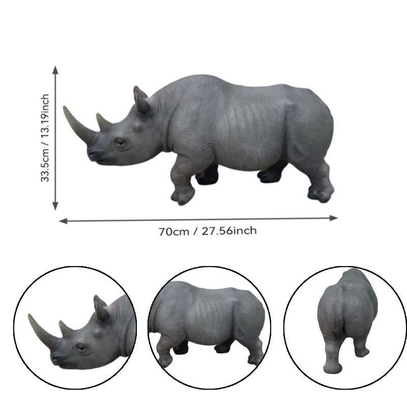 27.5" Large Realistic Rhinoceros Garden Statue