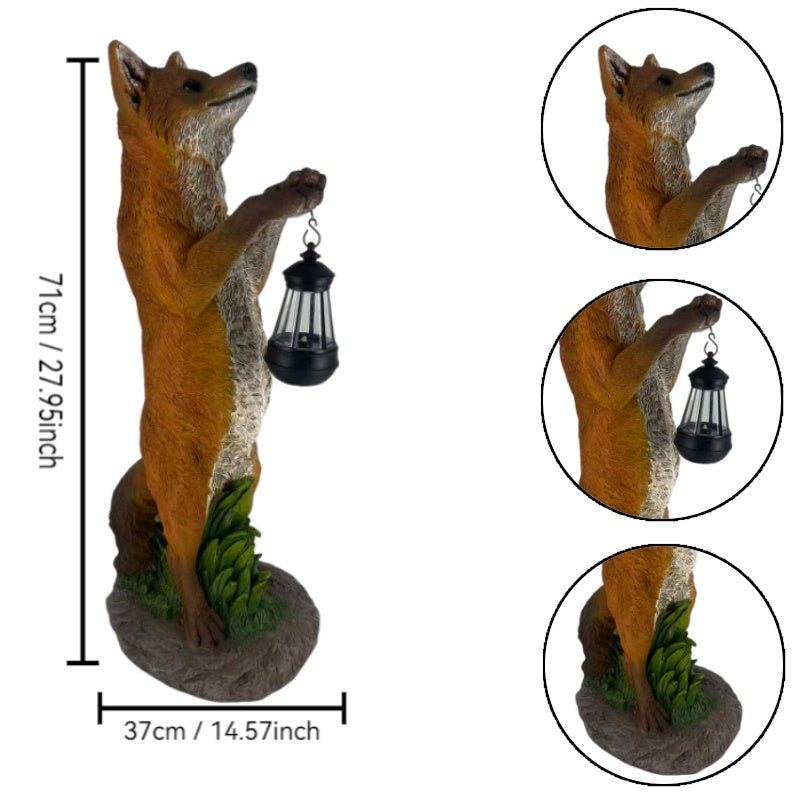 28'' Fox Garden Statue with Hanging Solar Lantern