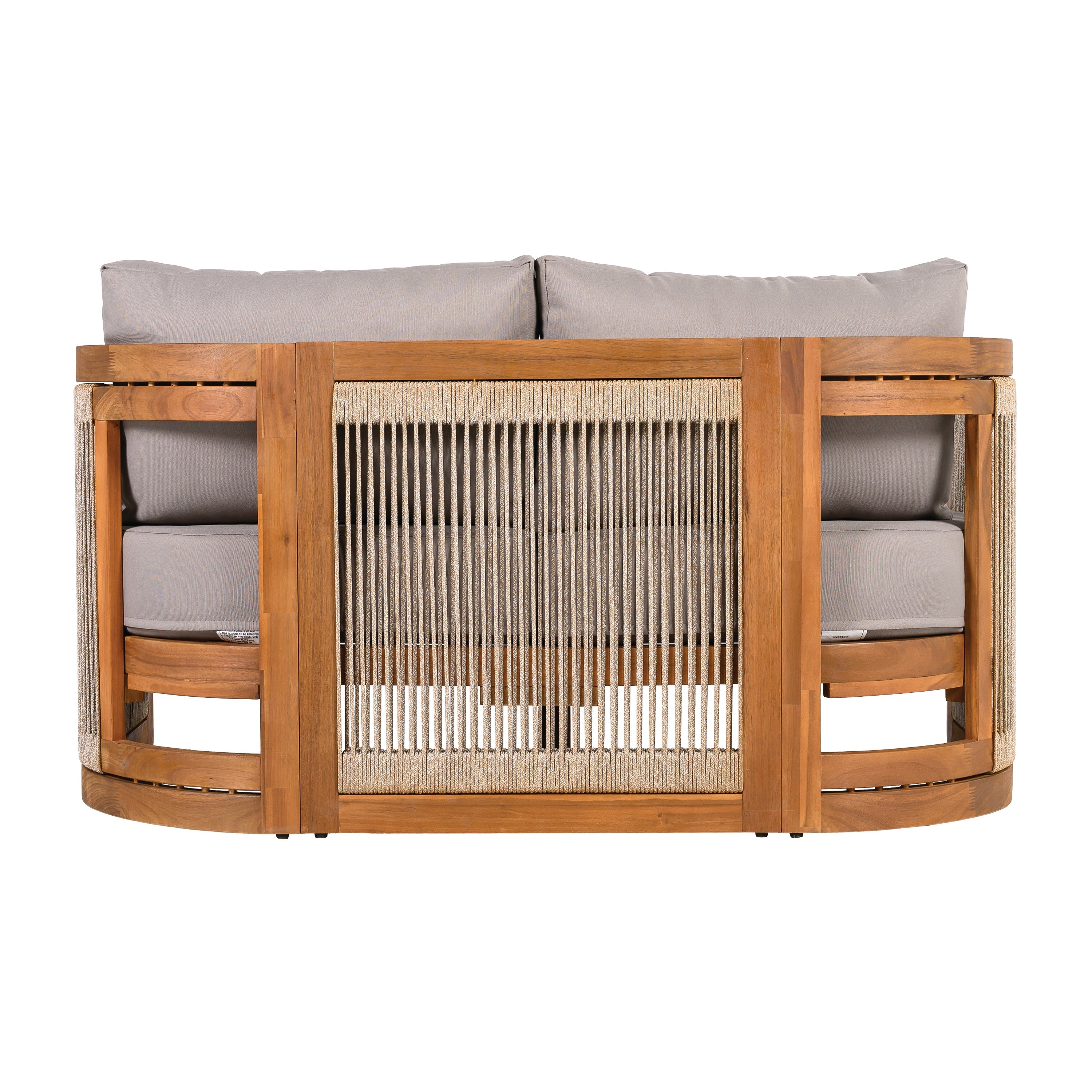 4-Piece Patio Seating Group with Acacia Wood and Woven Rope Accents