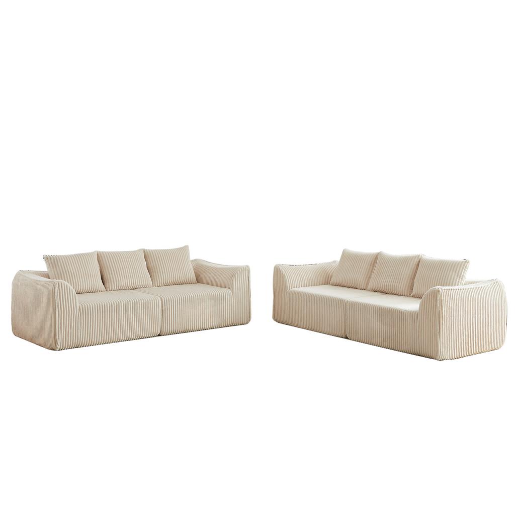 Minimalist 3+3 Seater Corduroy Sofa Set