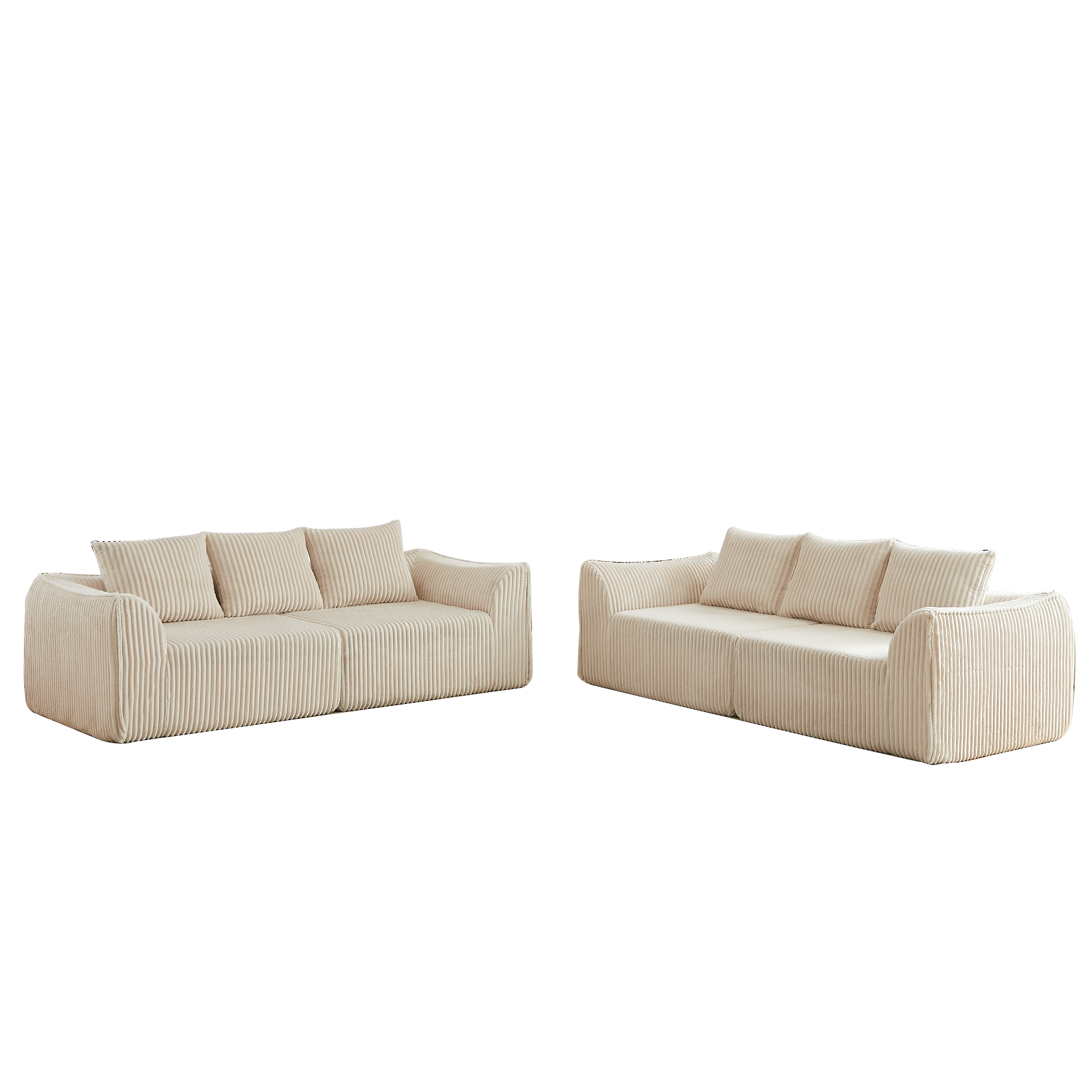 Minimalist 3+3 Seater Corduroy Sofa Set