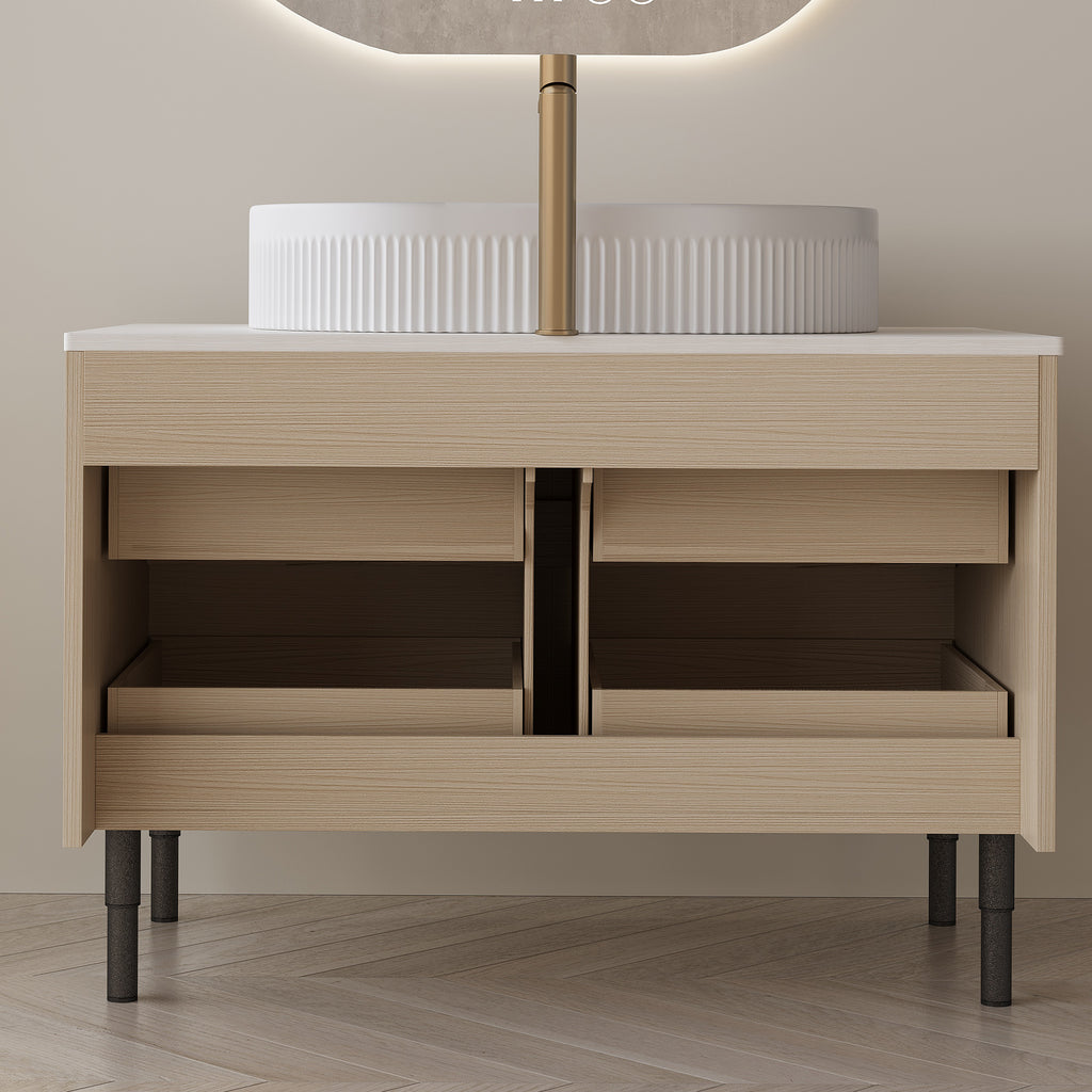 36 Inch Bathroom Vanity with Ceramic Integrated Sink & Soft-Close Drawers