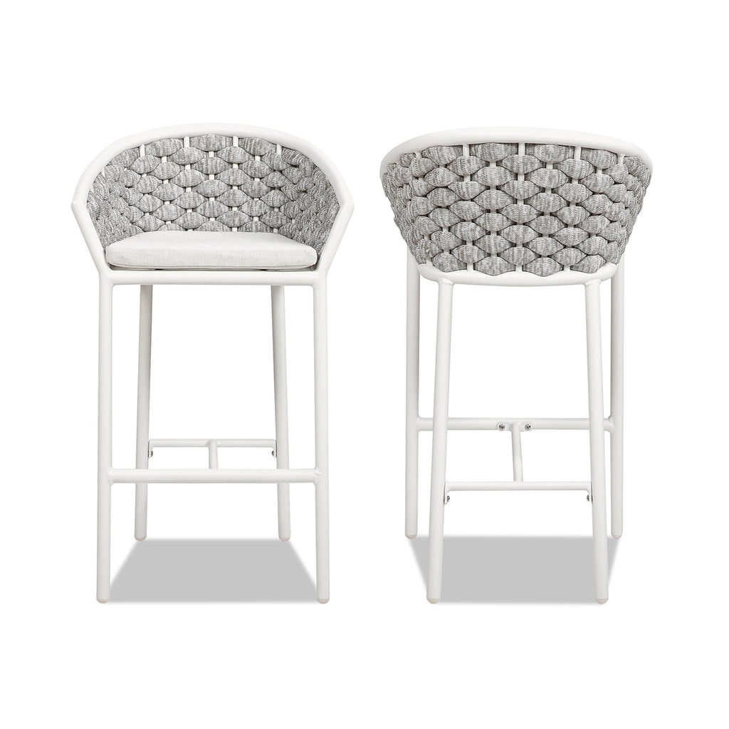 Rowan 27.5" Rope Barrel Low Back Patio Counter Stool - Set of 2