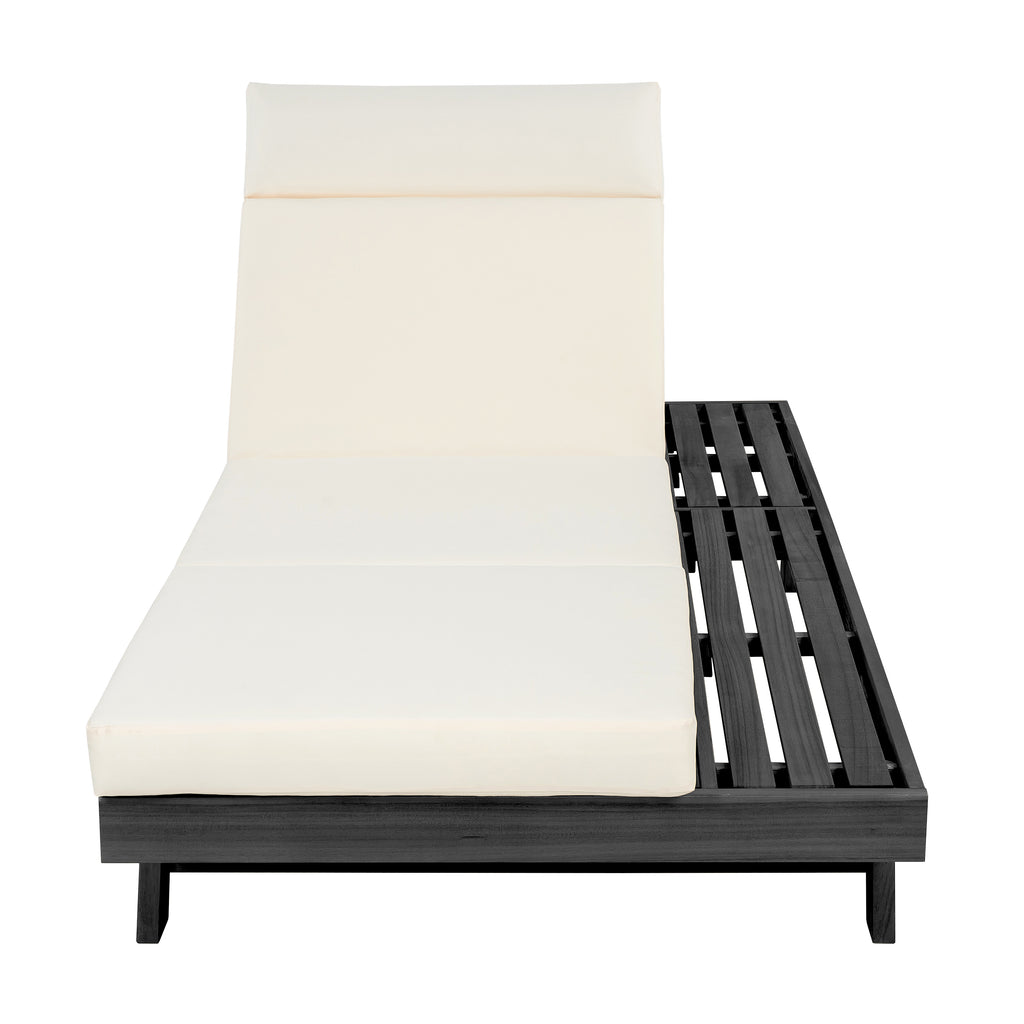 Lounge Chaise Set With Headrest, Acacia Wood