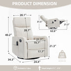 Beige Heat Massage Manual Recliner Chair