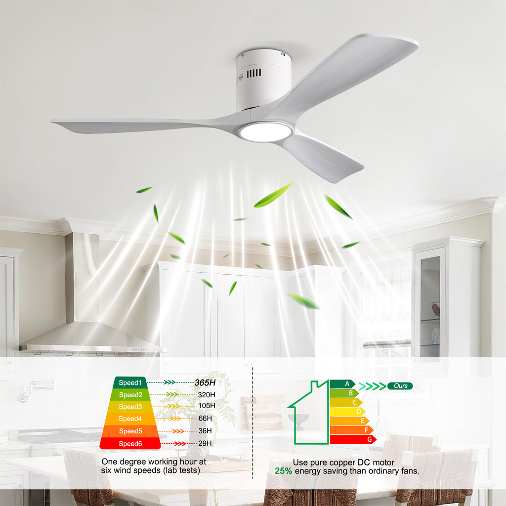 52 Inch Mounting Type Solid Wood Ceiling Fan With Light Kit