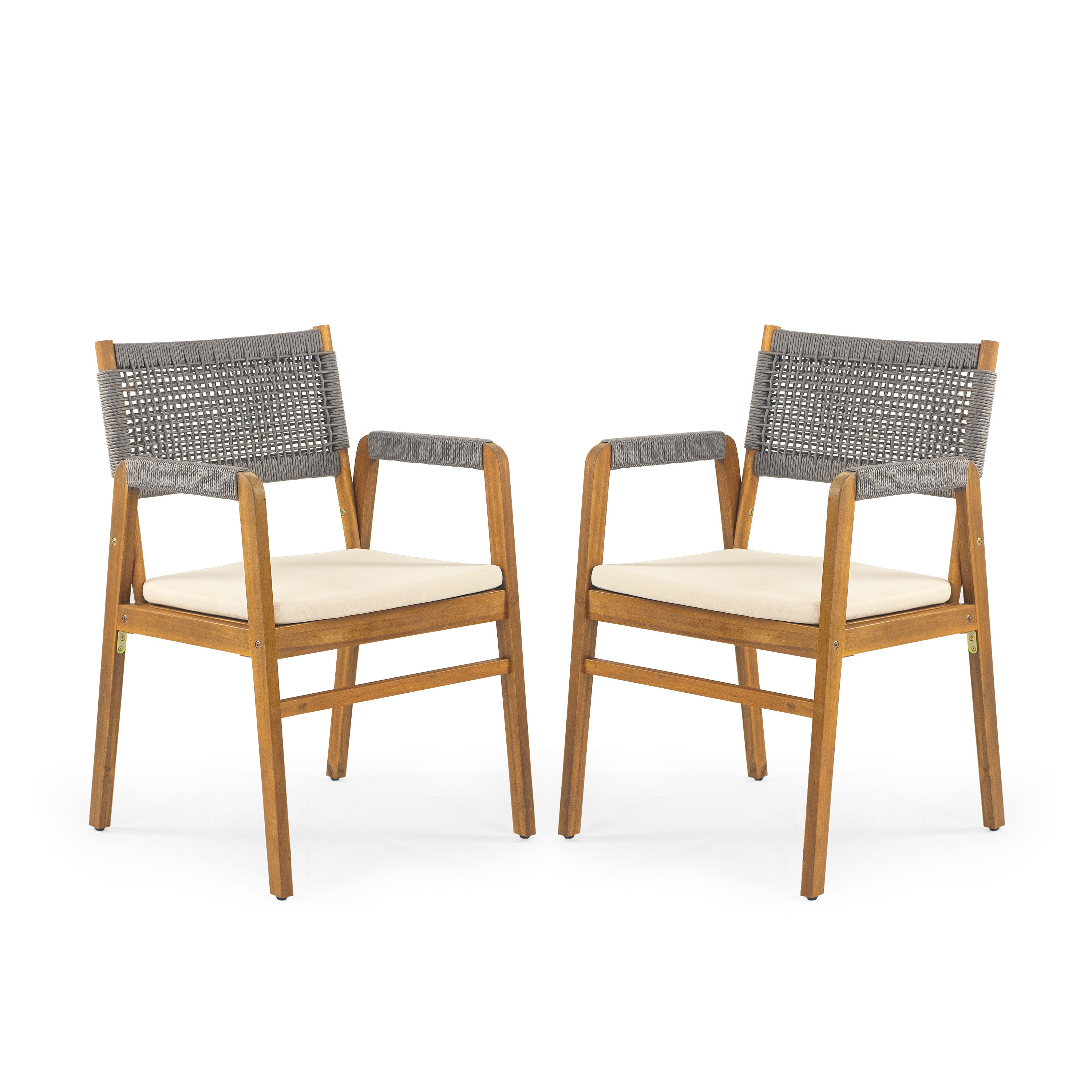 Outdoor 5 Pieces Rustic Patio Acacia Bistro Set with Cushions