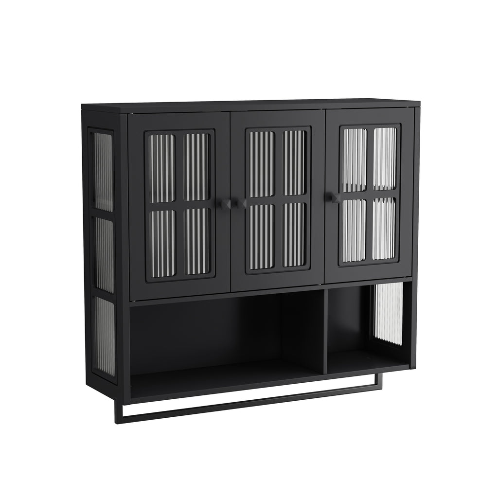 Bathroom Wall Cabinet with Open and Hidden Storage