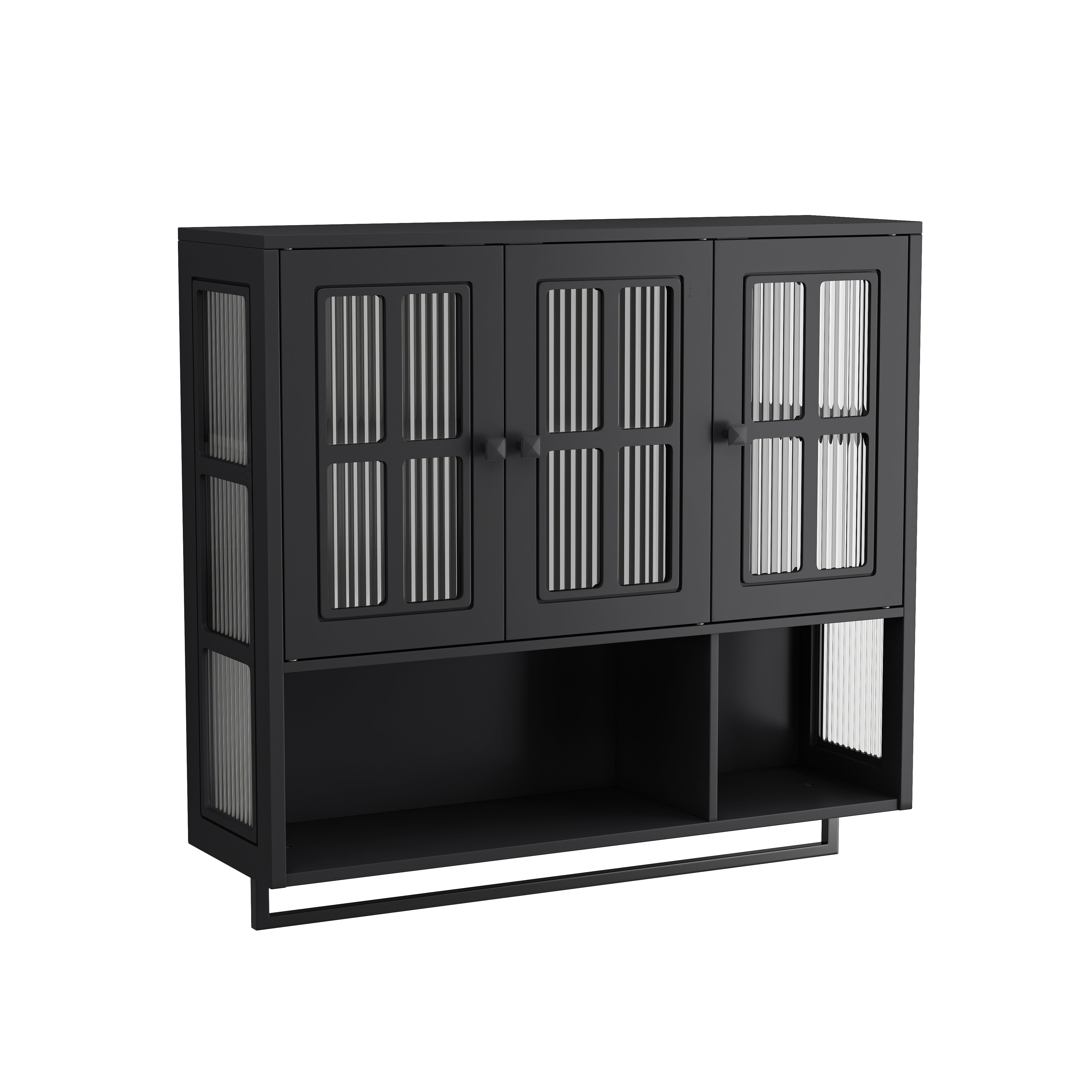 Bathroom Wall Cabinet with Open and Hidden Storage