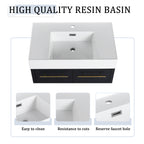 30 Inch Wall-Mounted Bathroom Vanity with Sink and Storage Rack