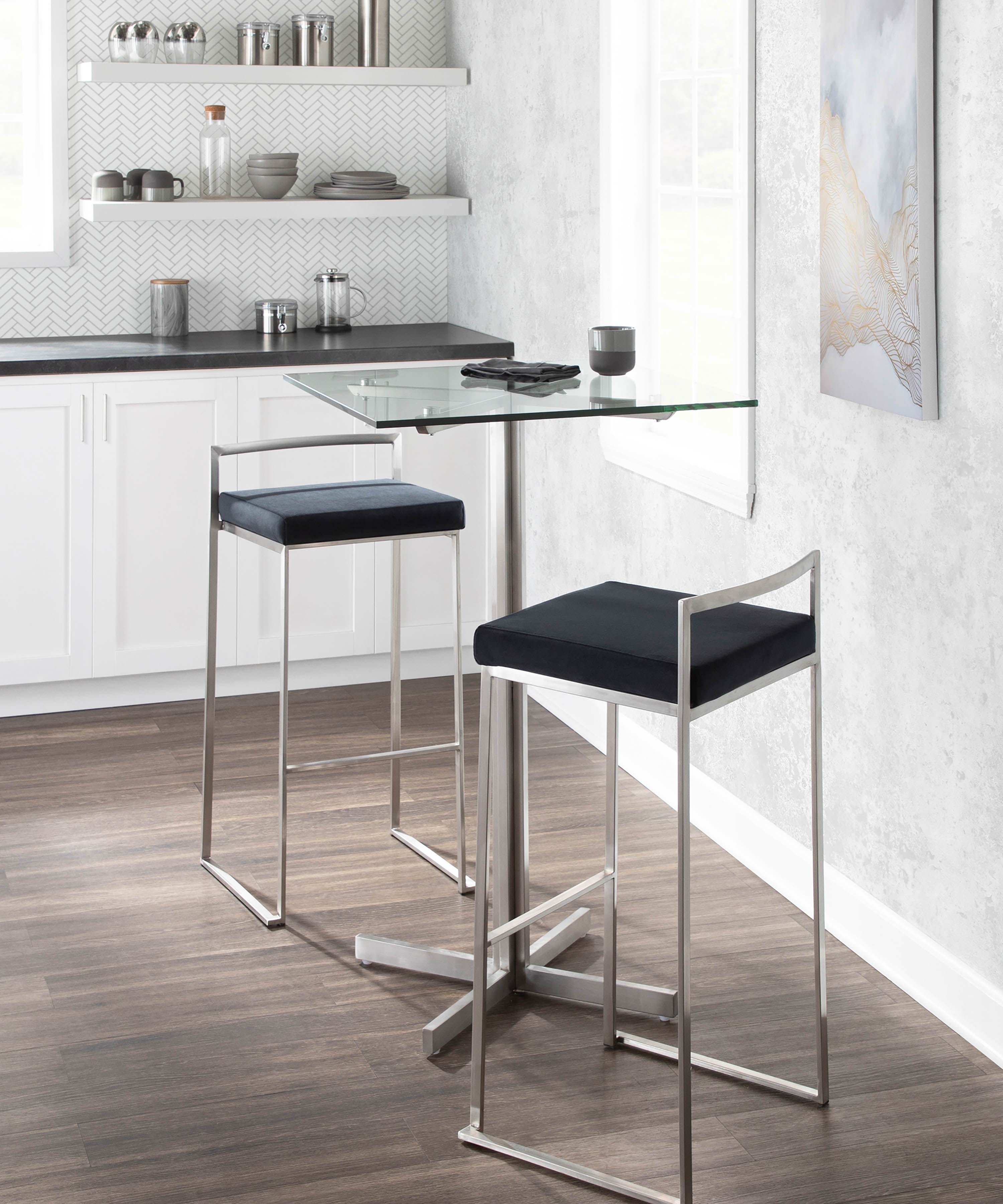 30" Contemporary Stackable Barstool Set of Three