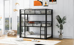 Metal Twin Size Triple Bunk Bed, Black