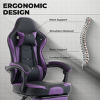 Gaming Chair with Footrest and Massage Lumbar Support