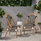 Outdoor PE Rattan and Aluminum French Bistro Chair Set of 2