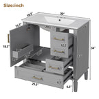 30" Bathroom Vanity with Ceramic Sink, Soft-Close Door and Ample Storage