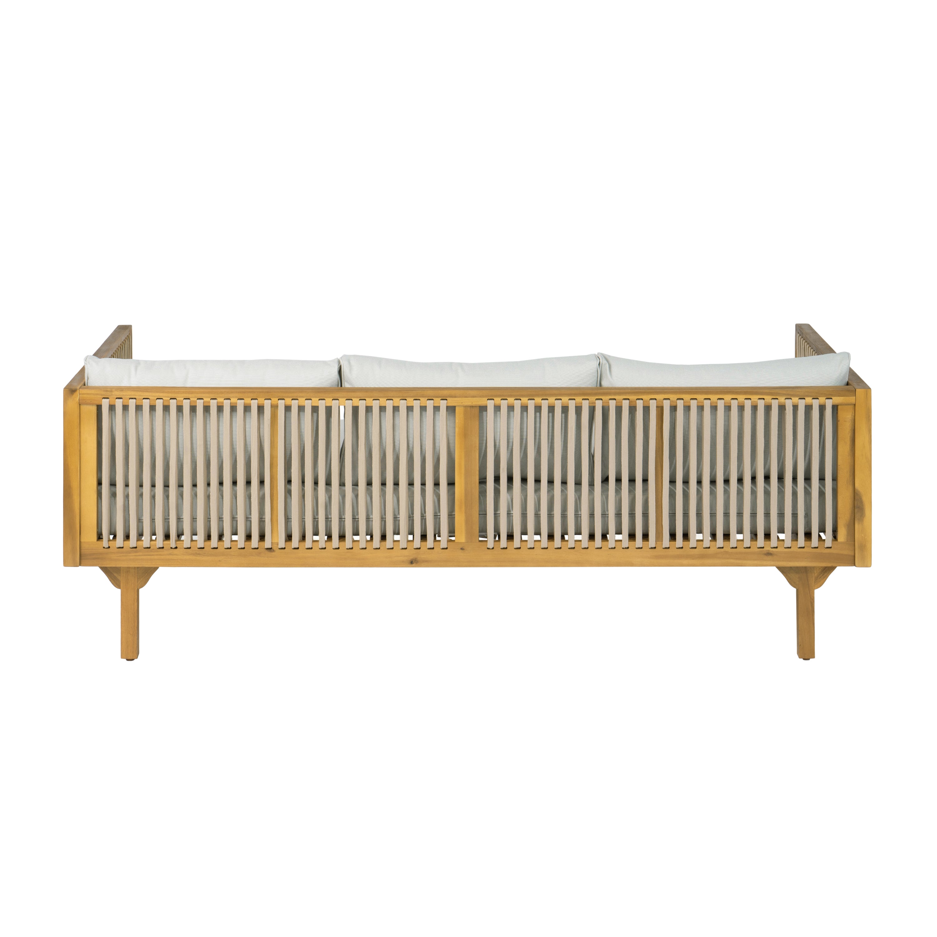 Outdoor Patio Sofa with Acacia Wood and Rope Design