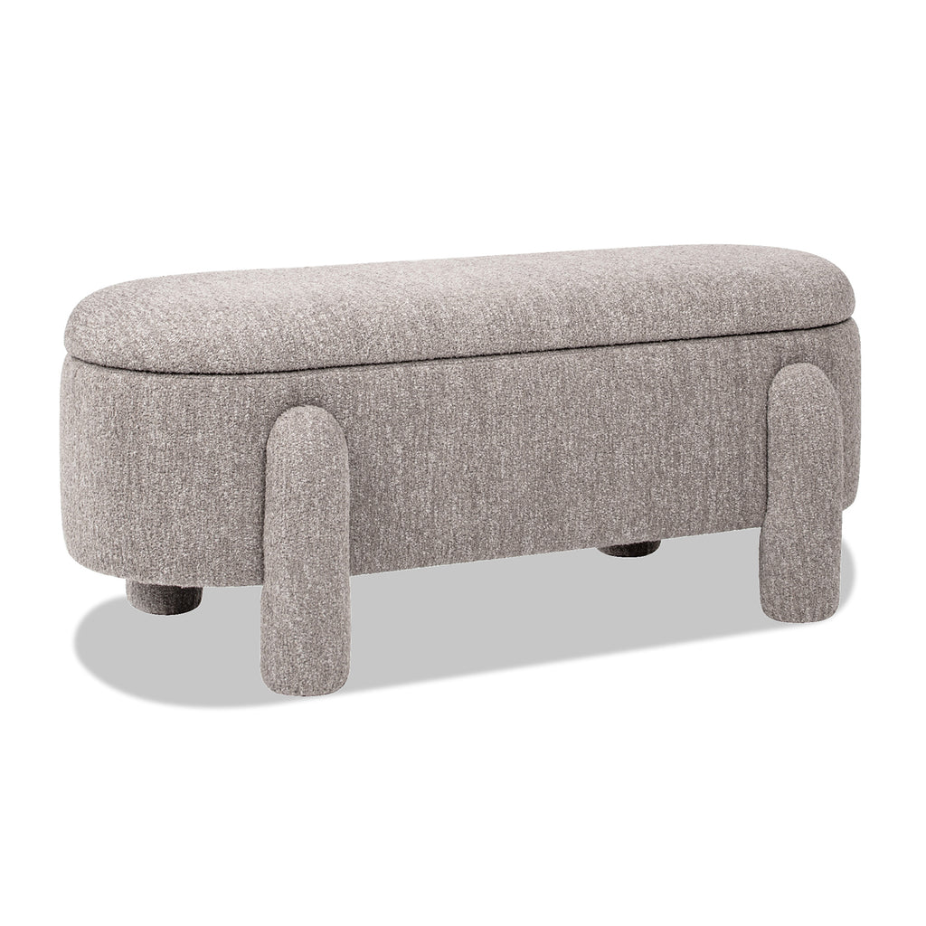 Hugo 49" Oval Fully Upholstered Storage Bench in Boucle