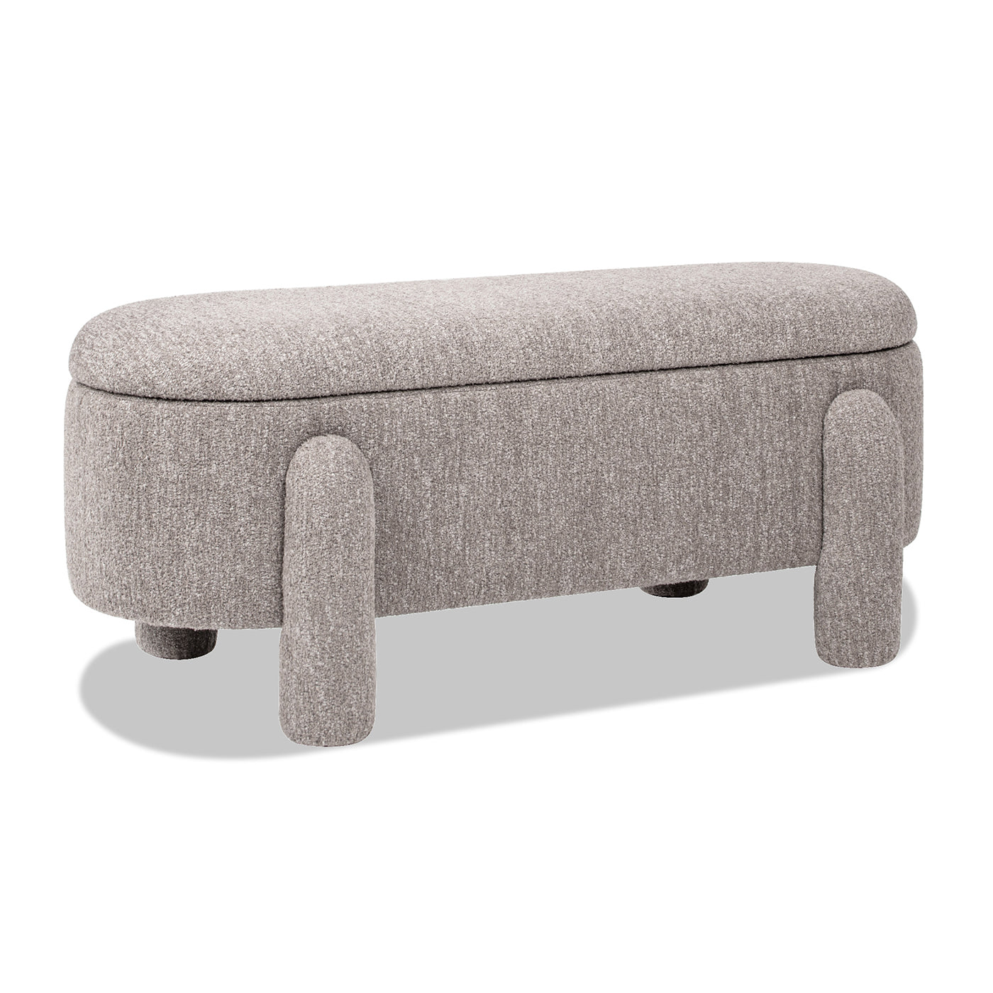 Hugo 49" Oval Fully Upholstered Storage Bench in Boucle