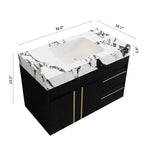 36" Floating Bathroom Vanity with Ceramic Sink and Faux Marble Top