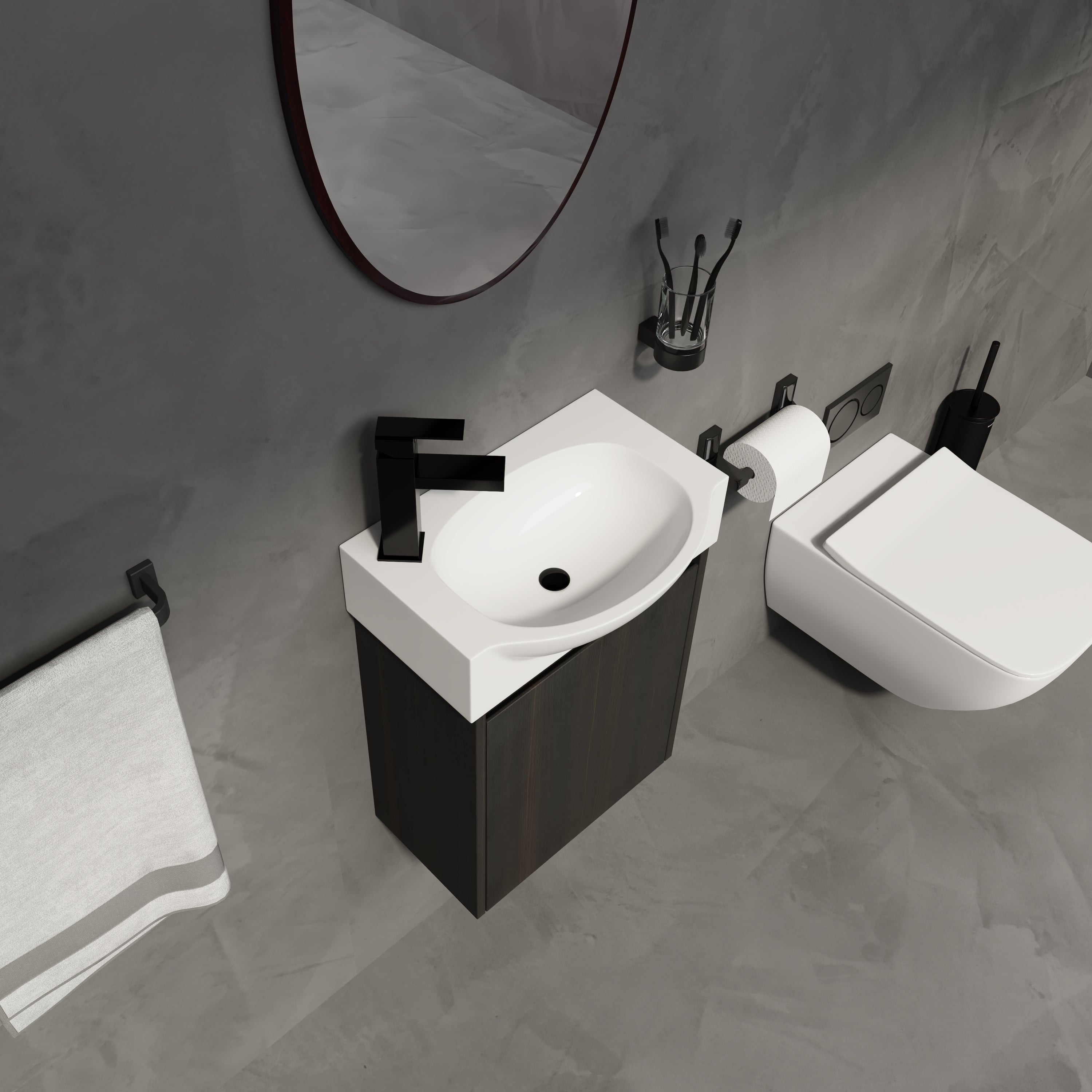 16" Bathroom Vanity Sink Combo for Small Space