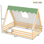 Full Size House Floor Bed with Tent and Light