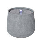 12.99"H Gray Bowl-Shaped Outdoor Fountain with LED Light