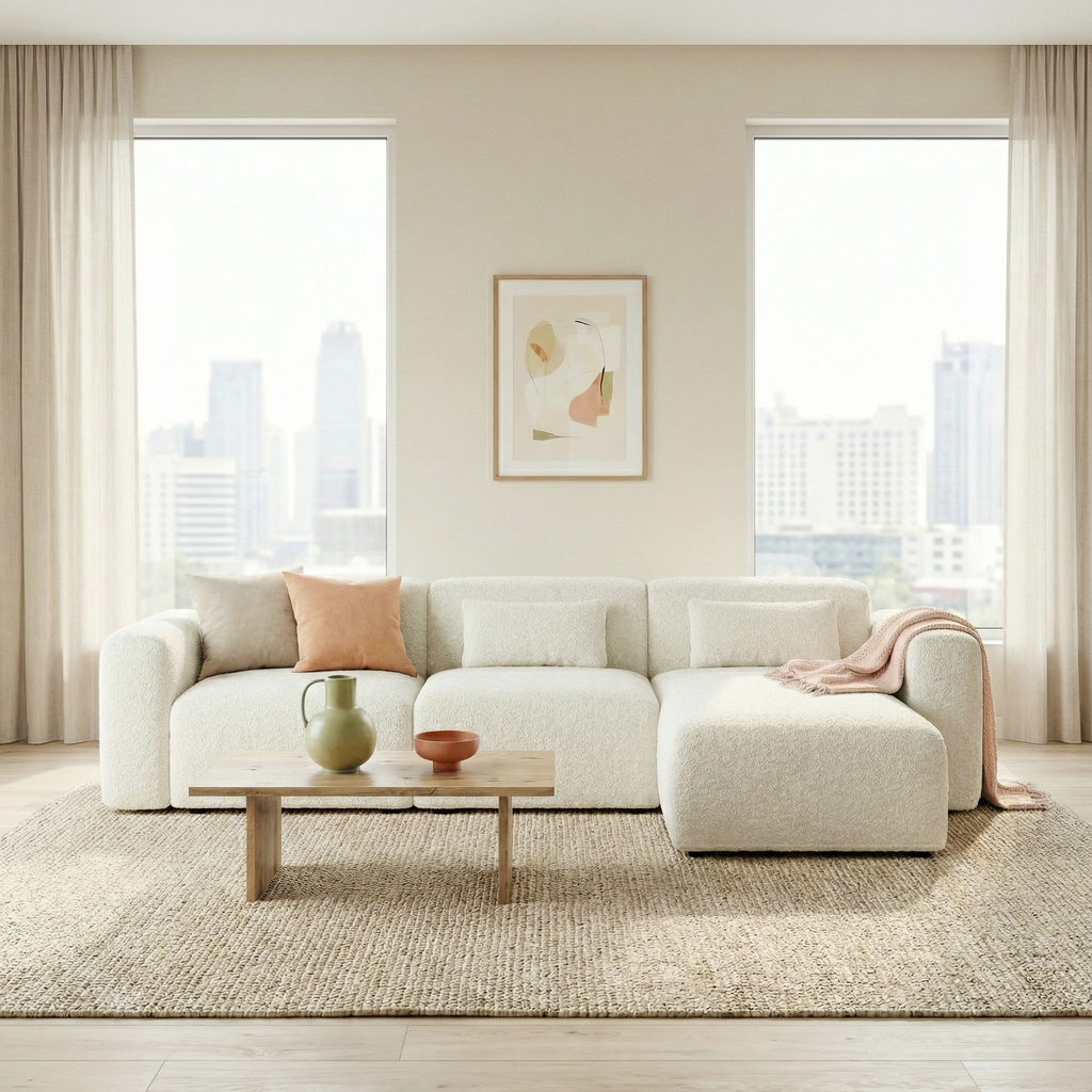 Haledon 3-Piece Sectional Sofa, 4-Seat, Sand Boucle