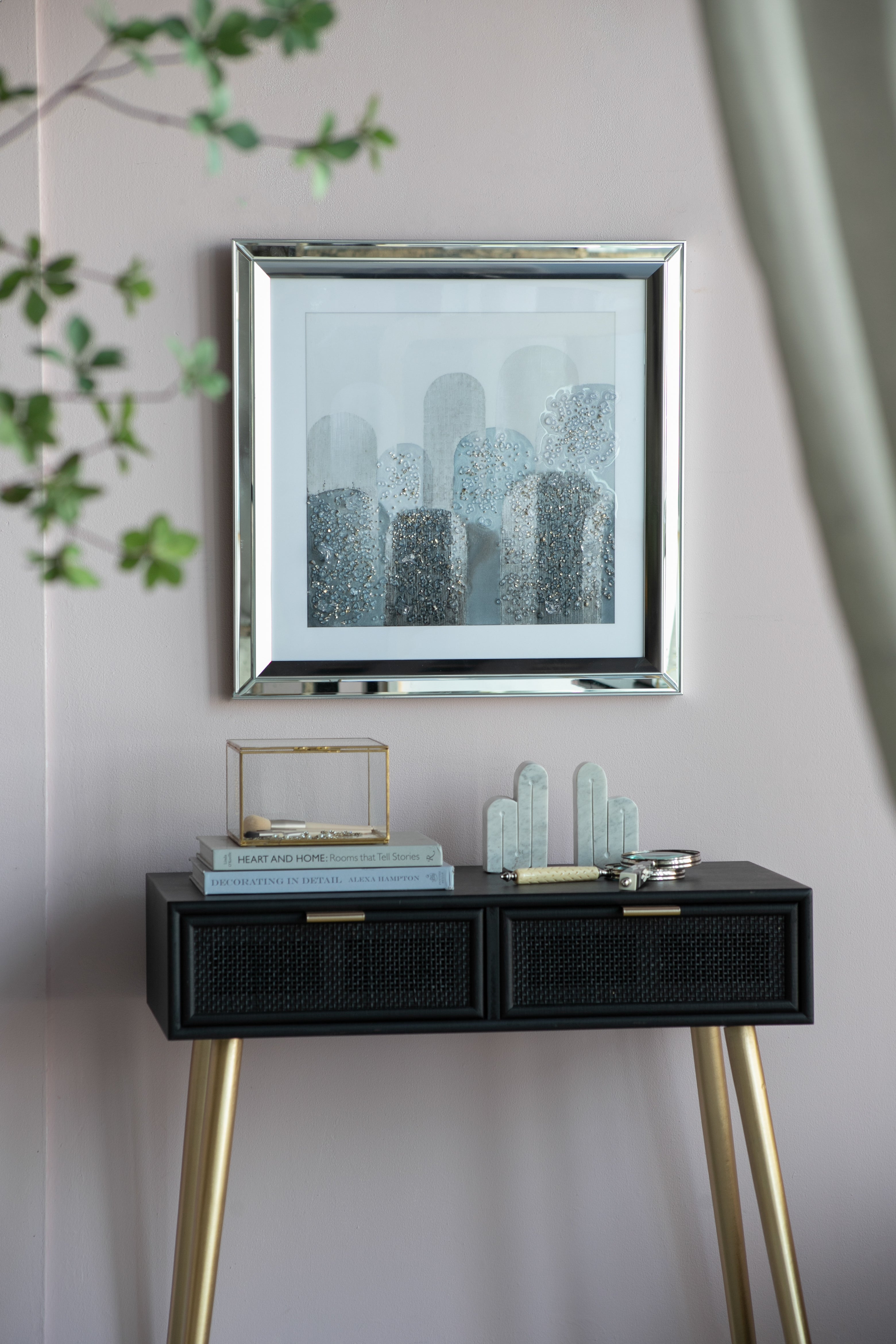 S/2 23.6x23.6" Kaiden Crystal Mirror Framed Wall Art