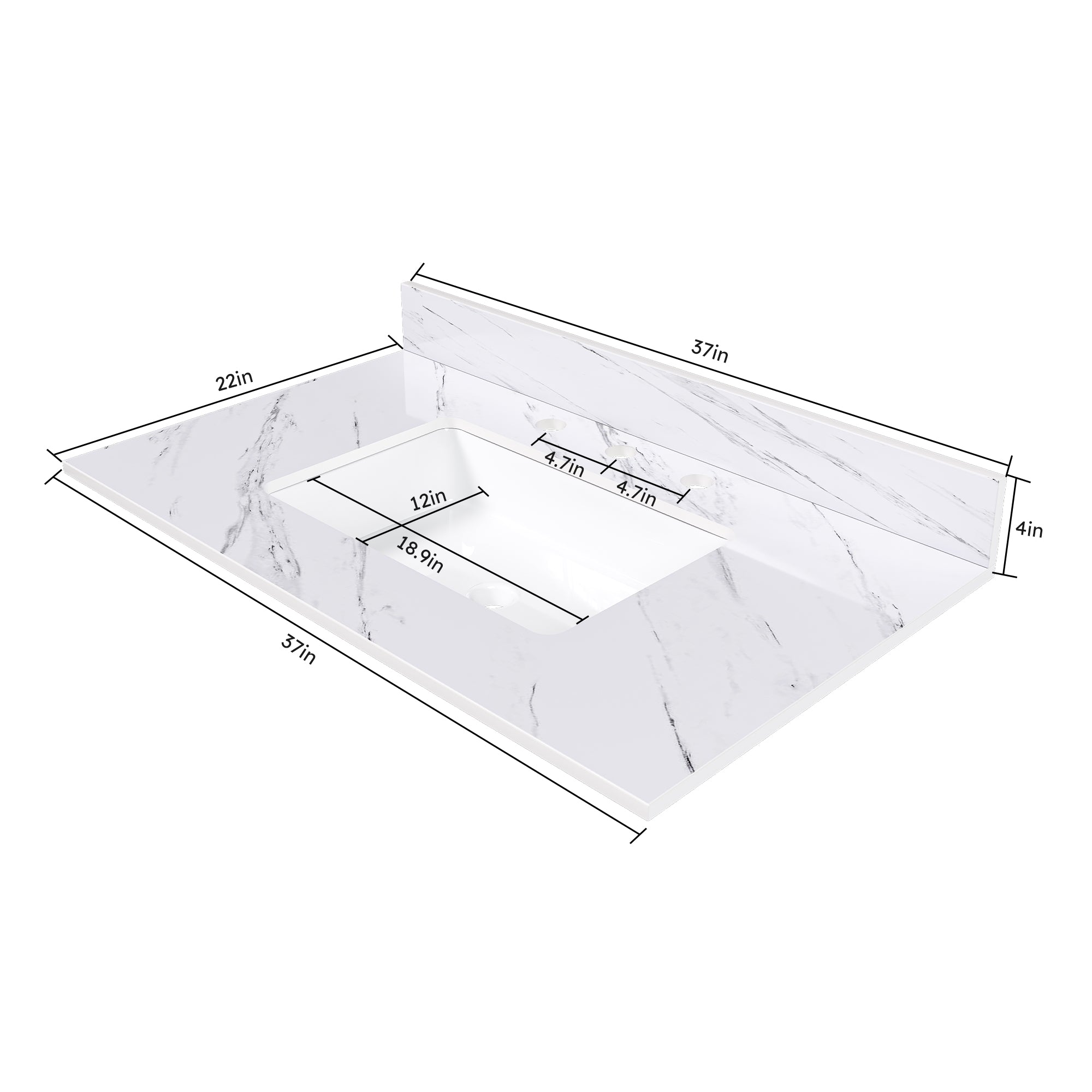 37 Inch Marble Vanity Top