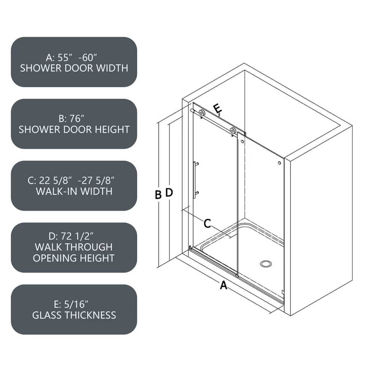 6076 Matte Shower Door