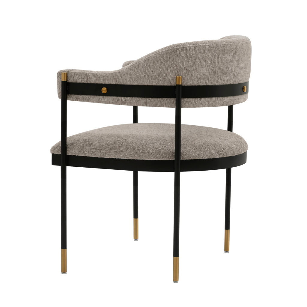 Lia Metal Chenille Armchair in Stone