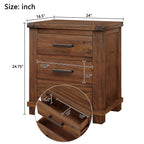 Rustic Three Drawer Reclaimed Solid Wood Farmhouse Nightstand Set of Two