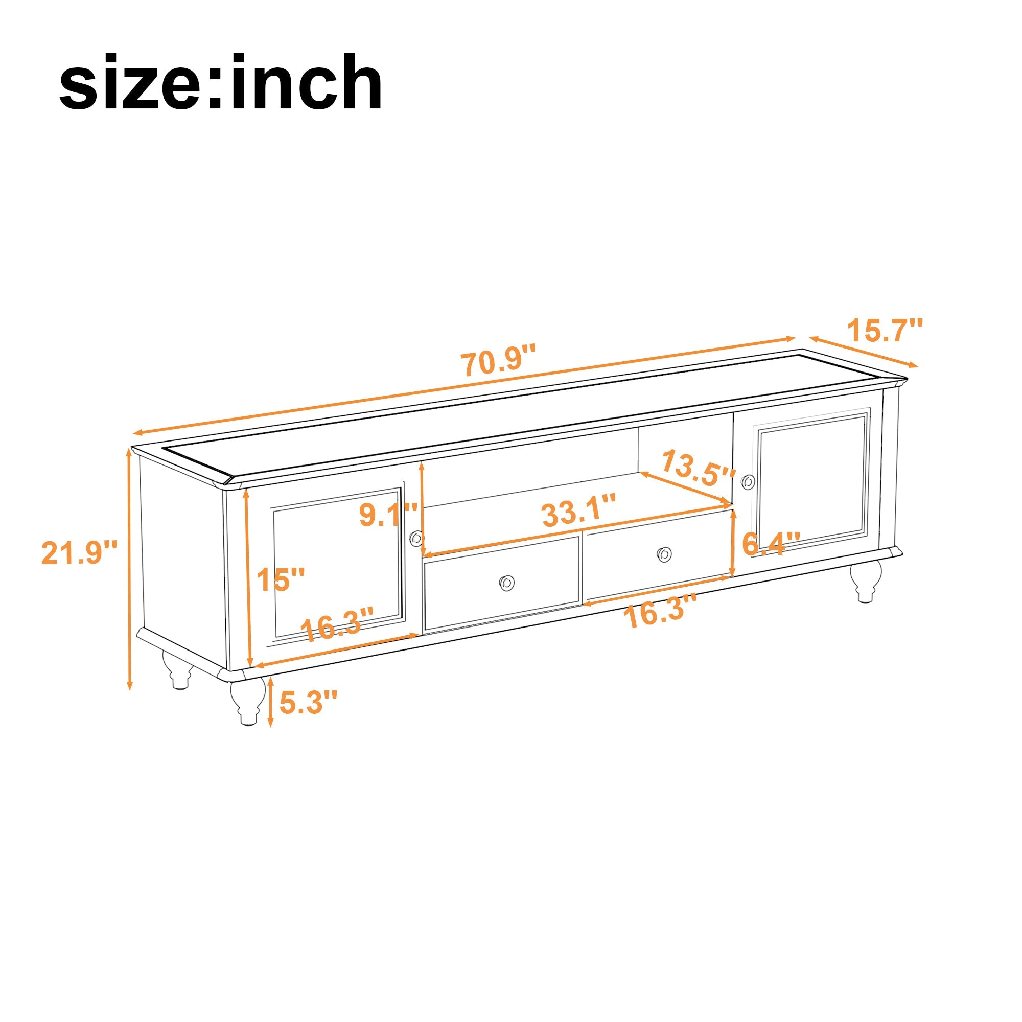 70.9'' Modern TV Stand for TVs Up to 80 Inches