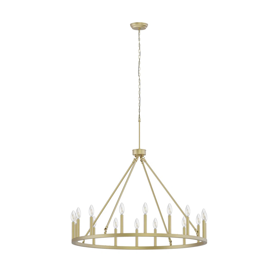 16-Light Wagon Wheel Chandelier, 39.3-Inch, Gold Iron