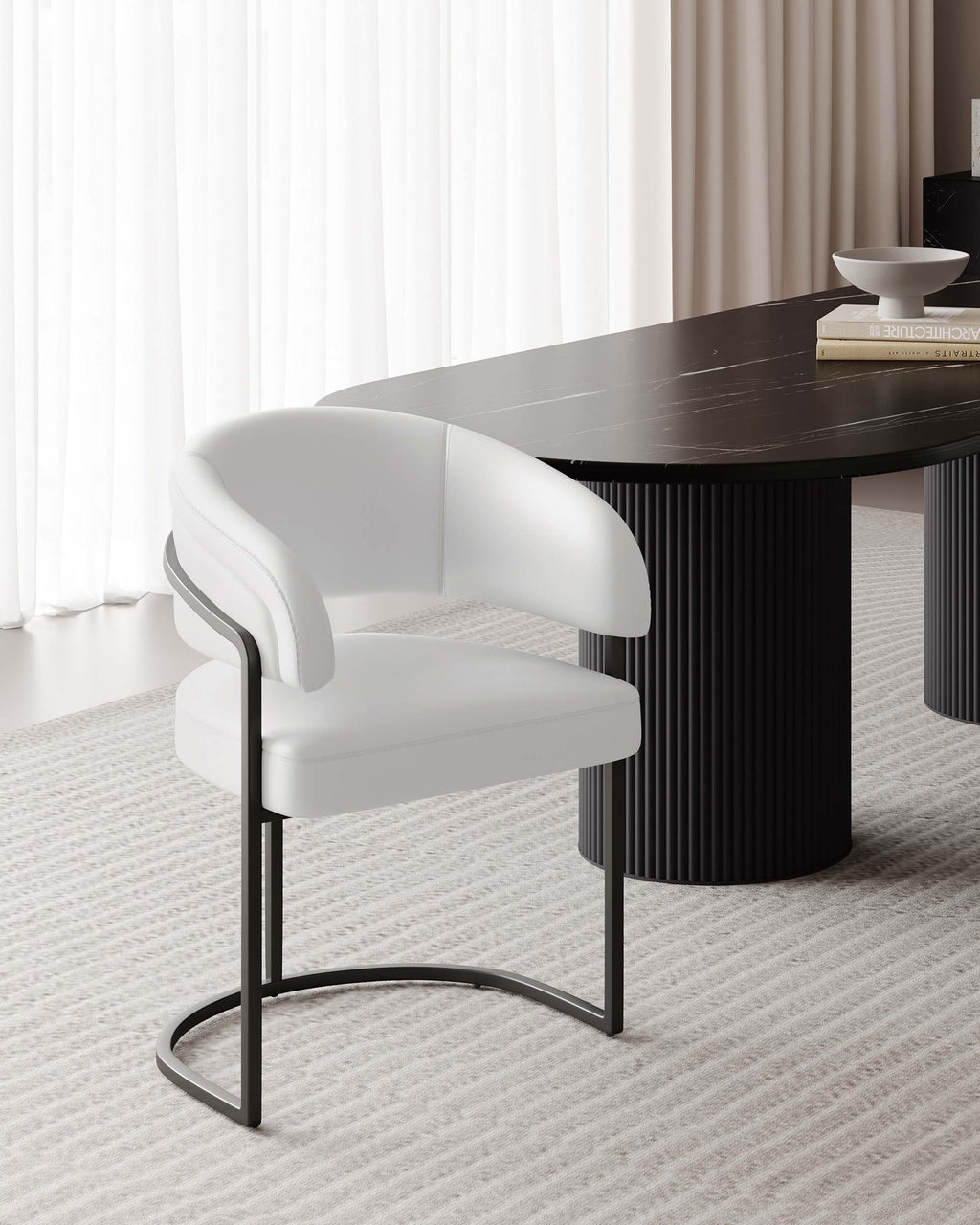 Augusta Metal Vegan Leather Dining Chair