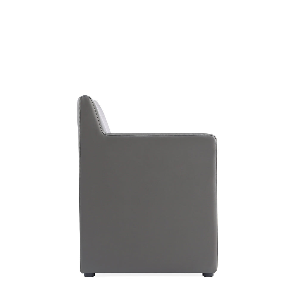 Anna Square Vegan Leather Armchair in Graphite