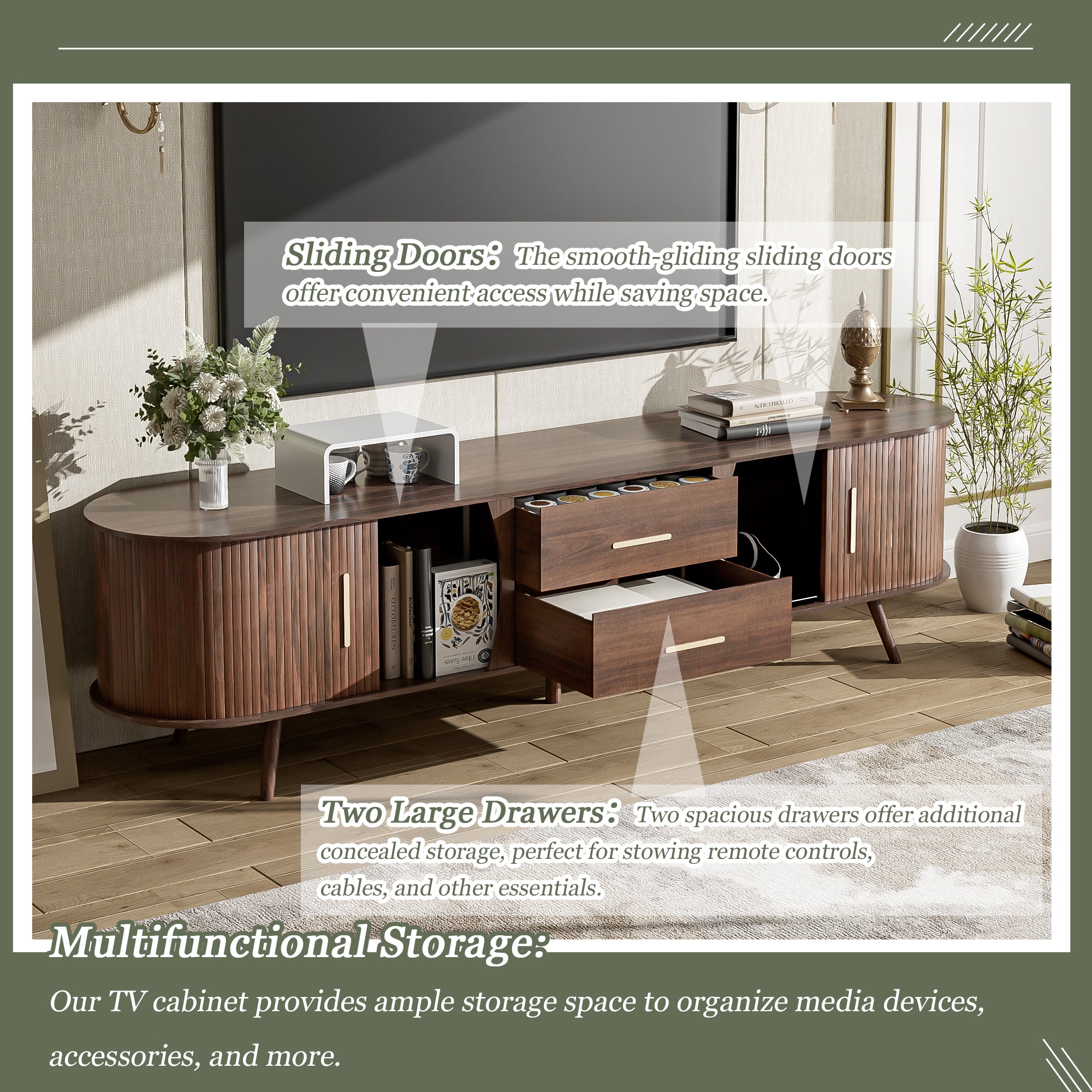 Mid-Century Modern TV Stand for 80" TV